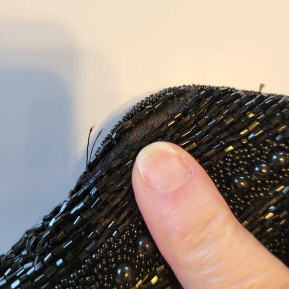 Vintage Beaded Bag Women's Small Embellished Clutch With Chain Black Tie Festive - Picture 4 of 10